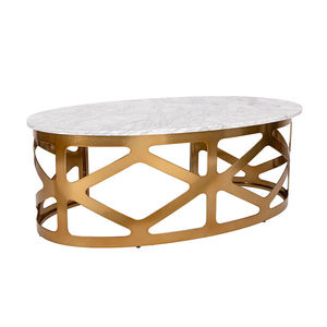Mesa de té de mármol de diseño moderno con patas de metal para sala de estar de hotel inspirada en el lujo del norte de Europa - Product Image 4