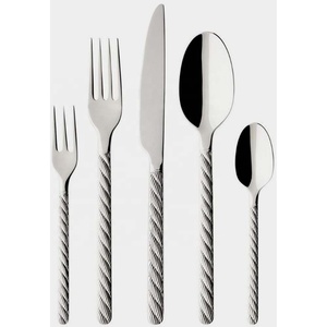 Poignée de conception de boucle complète de polissage brillant vente en gros couteau fourchette cuillère à café ensemble de couverts en acier inoxydable couverts modernes - Product Image 2