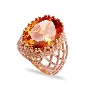 แหวนหินซิทรีน CZ ทรงรีที่สง่างามขายส่งทำด้วยมือเครื่องประดับเงินสเตอร์ลิง925อัญมณีชั้นดี - Product Image 1