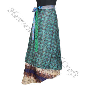 กระโปรงยาวผ้าไหมส่าหรี2ชั้นสไตล์บอลลีวู้ด2ชั้นผ้าคลุมยาวผ้าส่าหรี - Product Image 4