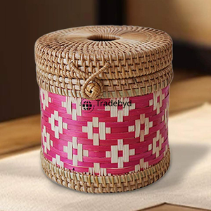 Moderno Porta Cajas de Pañuelos Decorativo Cuadrado de Ratán Premium Hecho a Mano con Grabado Tejido Tradebyd - Product Image 2