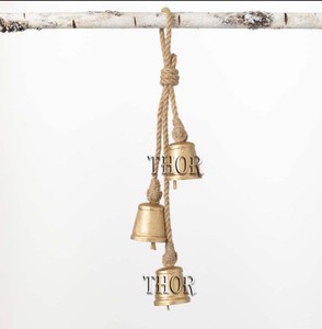 Campanas de jardín de vaca grandes decorativas con acabado dorado navideño, Clapper de hierro, Juego de 3 piezas, campanilla de viento decorativa conmemorativa - Product Image 2