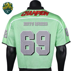 เสื้อฟุตบอลผ้าโพลีเอสเตอร์ตาข่ายโอเวอร์ไซส์เสื้อครอปสตรีทแวร์เสื้อฟุตบอลอเมริกัน - Product Image 2