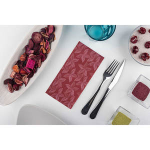 Servilletas con Estampado de Hojas Color Borgoña, 40x40cm, Plegado 1/8, Toallas de Papel Suaves y Secas, 480 Unidades, B2B - Product Image 2