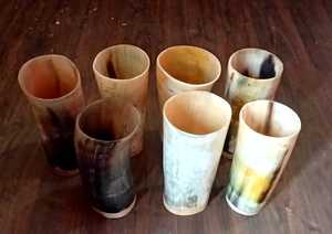 Luxueux court buffle corne noire Viking verres à corne à boire haute qualité écologique sculpté artisanat naturel - Product Image 6