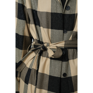 Giacca da donna a quadri con cintura e tasca singola, modello hijab - Product Image 1