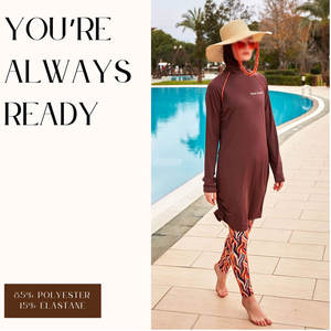 Traje de baño modesto transpirable cómodo Traje de baño modesto sostenible Traje de baño modesto de color sólido - Product Image 2