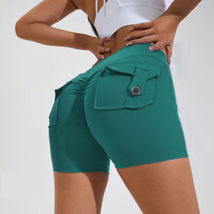 Nuevas mujeres de cintura alta de compresión Scrunch Back Booty Lifting Gym Shorts con bolsillos - Product Image 3