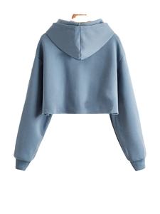 เสื้อครอปแบบลำลองของผู้หญิงเสื้อฮู้ดแขนยาวใส่สบายระบายอากาศได้ดีเสื้อฮู้ดกำหนดโลโก้ได้เอง - Product Image 2