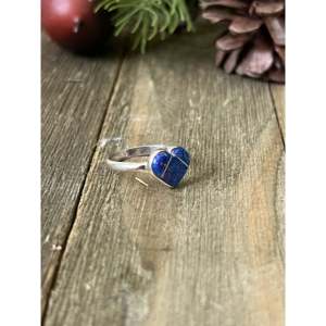 Bague Zuni en opale bleu foncé et argent sterling sertie de pierres, plaquée or rose, taille 6 - Cadeau idéal avec sertissage invisible - Product Image 3