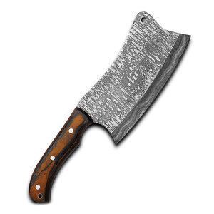 Couteau de boucher en acier damas Full-Tang de logo personnalisé de haute qualité couperet de cuisine professionnel fait à la main avec support OEM - Product Image 2