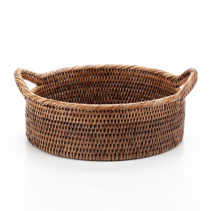 Cesta pequeña de mimbre natural para regalos, organizadora decorativa, cestas poco profundas tejidas a mano con asas - Product Image 5