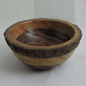 Saladier rond naturel en bois de mangue/acacia Offre Spéciale Saladier en bois sur peinture émaillée Saladier en bois avec ensemble de serveur - Product Image 3