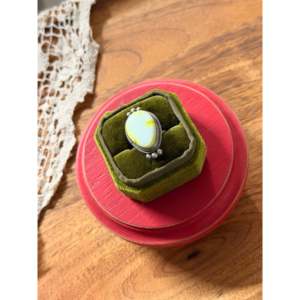 Scott Skeets Boho <b>Statement</b> <b>Ring</b> Palomino Variscite & Sterling <b>Silver</b> Cut Animal Pattern Vermeil Plating Size 6 Everyday Wear - Product Image 4