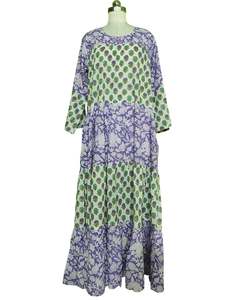 Robe longue en coton imprimé à la main à motifs floraux, style bohème, pour femmes, pour l'été - Product Image 1