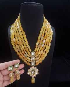 Fabricant indien 6 couches femmes plaqué or Bollywood Kundan Style ethnique mariage fiançailles perle Mala collier ensembles - Product Image 3