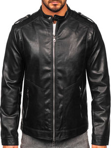 Chaqueta de Cuero PU al por Mayor para Hombre, Chaqueta de Primavera y Otoño, Chaqueta de Moda Masculina con Cuello Alto, Chaqueta de Motociclista - Product Image 5