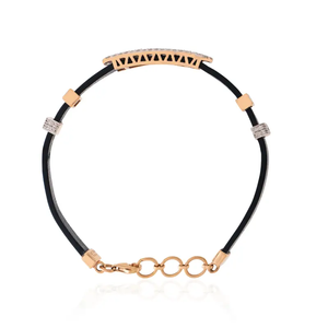 Luxury Black <b>Leather</b> and Rose Gold Diamond <b>Mens</b> <b>Bracelet</b> Elegant Modern Jewelry Gift for Birthday Anniversary Special Occasion - Product Image 2