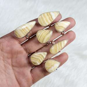 Anillos de piedras preciosas de ágata de encaje loco amarillo Natural de hermosa calidad, joyería a granel, venta al por mayor, anillos de bisel, joyería para venta al por menor - Product Image 1