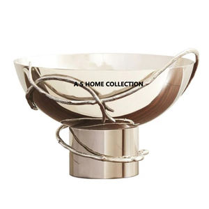 Cuencos decorativos de hoja de latón para mesa de boda con bandeja de acero inoxidable para decoración Tema de lujo estilo europeo frutero seco - Product Image 5