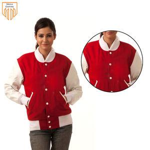 <b>white</b> sleeves professional top selling breathable women outer wear varsity jacket hot sale women varsity jacket by MEGA EMPIRE - Product Image 6