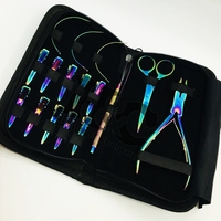 Meilleures ventes : Kit d'outils et d'extensions capillaires en acier inoxydable avec revêtement couleur plasma arc-en-ciel, usage commercial, avec pinces, logo personnalisé