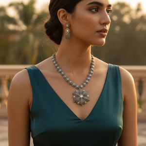 Ensemble collier et boucles d'oreilles en or blanc et rose plaqué diamant pour les occasions de fête et de cadeaux - Product Image 3