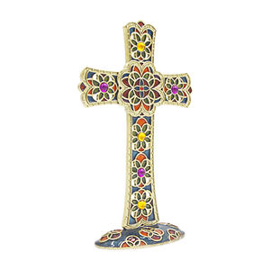 Adorno de Cruz de Aleación de Zinc con Acabado Bronce Antiguo de Alta Calidad, Diseño Religioso Cristiano Católico con Patrón Floral, Personalizable, Decoración para el Hogar - Product Image 2