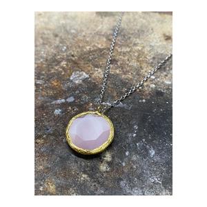 Collana da donna con catena in argento Sterling 925 rotonda a occhio di gatto in pietra solare - Product Image 3