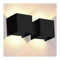 Lámpara de Pared Exterior Cuadrada LED de Aluminio Impermeable CCT Negra de 12 W, Iluminación Duradera y Elegante para Uso en Jardines