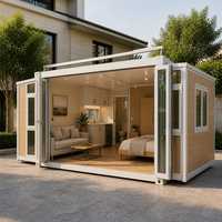 Maison conteneur extensible de 3 mètres, préfabriquée, modulaire, pliable, portable, pour bureau de chantier ou habitation, en chêne naturel clair