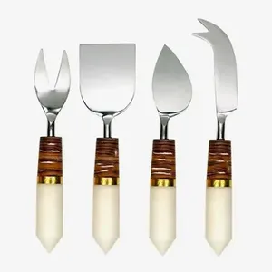 Ensemble de couverts à fromage en acier inoxydable couleur or Poignée au design rustique pour les événements de mariage et autres événements indiens - Product Image 6