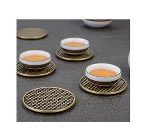 Golden and <b>Black</b> Handmade Antique Metal <b>coaster</b> Set of 4 with Premium Quality at Very Cheapest Price - Product Image 4