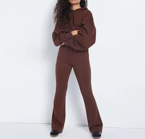 Pantalones de Yoga de cintura alta para exteriores, pantalones de entrenamiento de secado rápido para mujer, pantalones de lana de peso medio, pantalones de pijama lisos para Fitness - Product Image 1