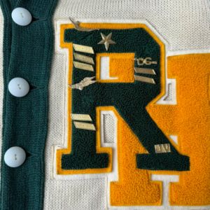 Design Custom College Logos On <b>Cardigan</b> Sweaters Chenille Acrylic Wool with Button Decoration <b>Front</b> and Back Logo for Winter - Product Image 4