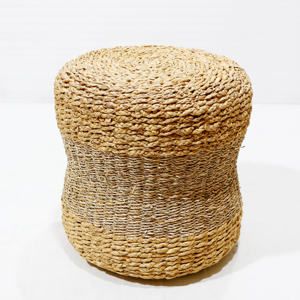 Taburete tejido natural otomano de jacinto de agua hecho a mano de fábrica Artex Dong Thap diseño minimalista respetuoso con el medio ambiente para sala de estar Hotel - Product Image 1