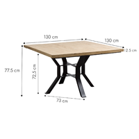 Table à manger moderne en bois de manguier et métal, design antique, durable et écologique, pour salon et hôtel