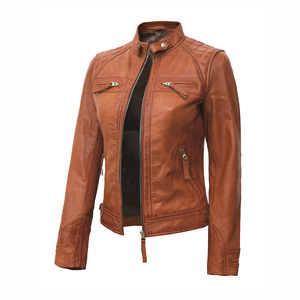 Fabricant de l'usine Veste en cuir de chèvre design professionnel Vêtements Racing Motorcar Vestes en cuir pour femmes - Product Image 4