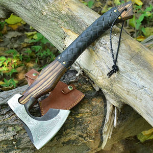 Wholesale Customized High Quality OEM ODM Service Viking Axe with Damascus Carbon Steel Blade and Wood <b>Handle</b> Hatchet Camping - Product Image 2