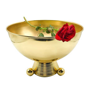 Cuenco de frutas de Metal de calidad superior de alta venta, acabado chapado en oro hecho a mano, centros de mesa tallados ecológicos - Product Image 1