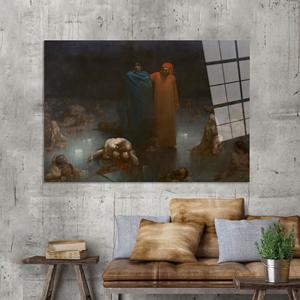 Dante and Virgil Reproduction Decor - <b>Printed</b> Canvas Artwork, Flat Design,TEMPERED GLASS <b>ART</b> - Product Image 1