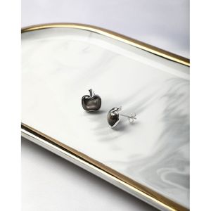 Apple <b>Stud</b> <b>Earrings</b> Fruit Shape Zinc Alloy Gold Plated Pearl Diamond for Party Engagement - Product Image 3