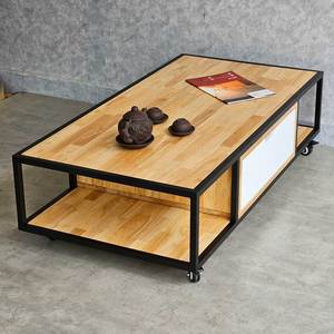 Modern Tea <b>Table</b> Rubber Wood with Iron Frame 120x60x35cm Living Room Furniture Durable TT68276 - Product Image 6