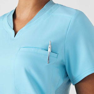 ชุดพยาบาลแขนสั้นทรงกระเป๋าหน้าอกเสื้อสครับคอวีแบบยืดได้ดีไซน์ทันสมัยสำหรับผู้หญิง - Product Image 3