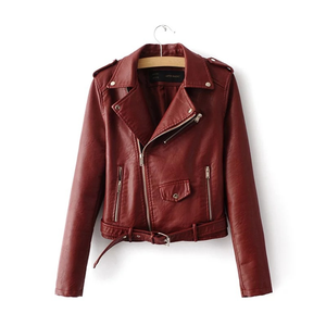Chaqueta de cuero motorista clásica para mujer-Diseño vanguardista-Ajuste cómodo-Prendas de abrigo con estilo-chaquetas de cuero - Product Image 1