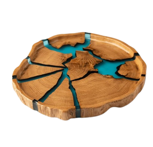 Plateau de service en bois et résine de conception de nouveauté artisanale avec du bois de manguier de qualité supérieure fabriqué à la vente par des exportateurs indiens - Product Image 1