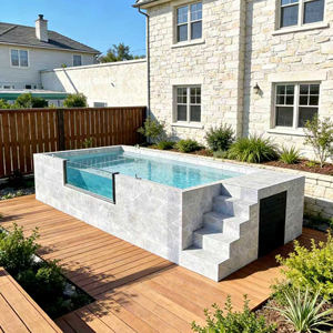 Luxury Rectangular Above Ground Fiberglass Swimming Pool with Clear Acrylic SPA for Children Outdoor Freestanding Swim SPA - Product Image 6