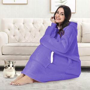 OEM ODM Couverture polaire Sherpa surdimensionnée Couverture à capuche portable pour l'hiver Poche avant unisexe pour se prélasser et offrir des cadeaux - Product Image 2