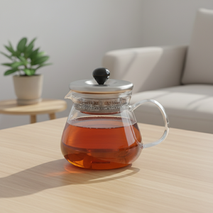 High Quality New Design 3306325-0.7 Borosilicate <b>Glass</b> <b>Teapot</b> Heat-Resistant Stainless Steel Lid 700ml Capacity Northern Europe - Product Image 1