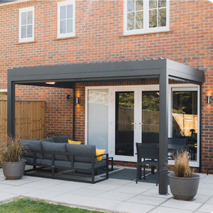 หลังคาเพอร์โกลามอเตอร์ไฟฟ้าปรับระดับได้ สำหรับกลางแจ้ง  แบบพับเก็บได้ กันน้ำ  ทำจากอลูมิเนียมเคลือบสีฝุ่น  ทันสมัย พร้อมม่านบังแดด - Product Image 6